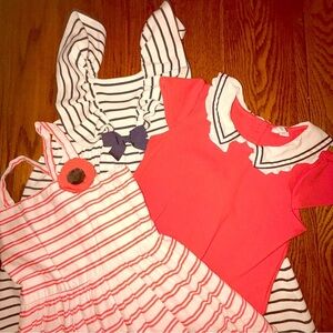 Lot of 3 Janie and Jack Girls Dresses Sz 10 EUC.  Blue/White, Red/White JU